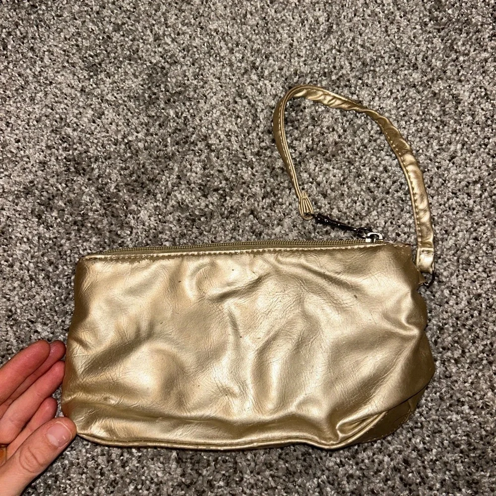Gold and back Dollhouse zipper pouch makeup bag